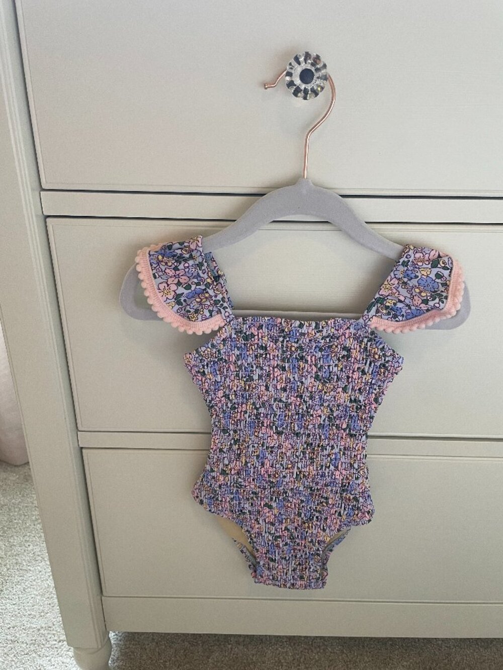Shade Critters Baby Girl Floral Smocked Front Swimsuit Size 6-12M NWOT